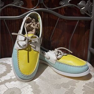 Sperry Women's Flats in Light Blue and Yellow